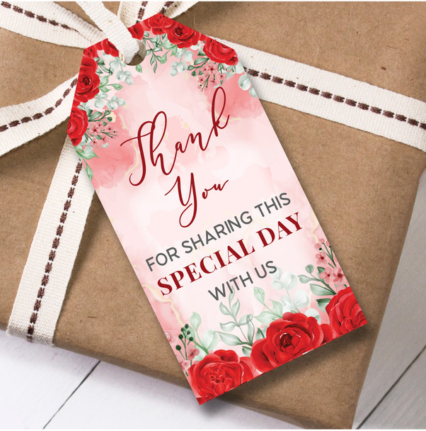Thank You Wedding Day 12 Gift Tags Thank You Sharing Day Red Favor Tags
