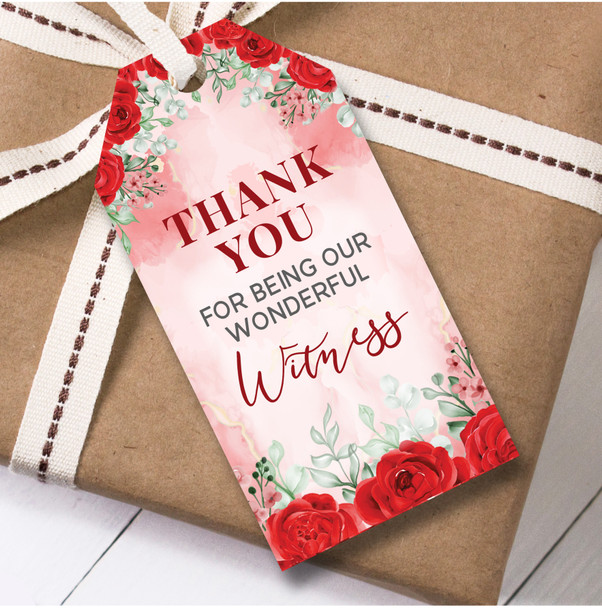 Thank You Wedding Day 12 Gift Tags Witness Thank You Red Wedding Favor