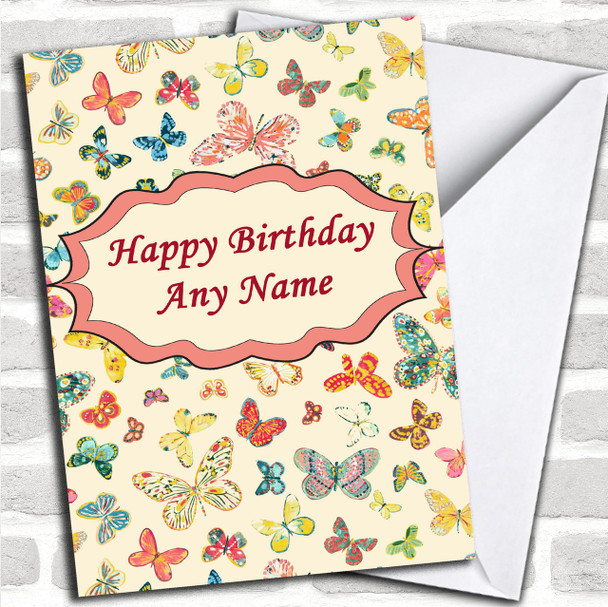 Vintage Butterfly Personalized Birthday Card