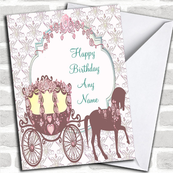 Shabby Chic Vintage Horse And Carriage Personalized Birthday Card