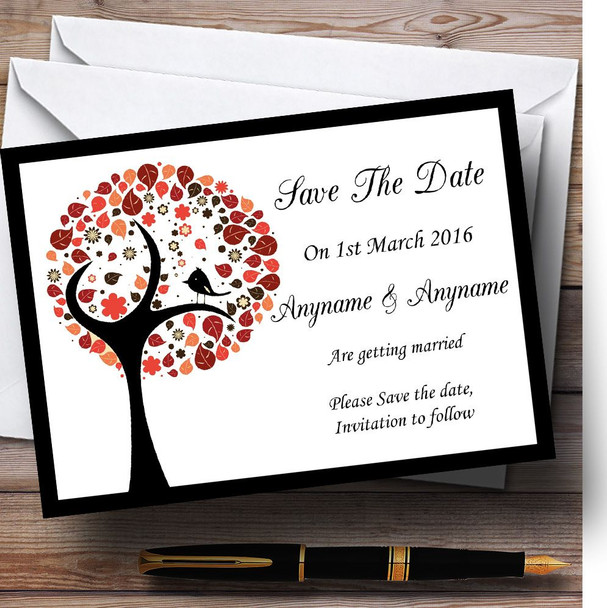 Shabby Chic Bird Tree Brown Vintage Black Personalized Wedding Save The Date Cards Shabby Chic Bird Tree Brown Vintage Black Personalized Wedding Save The Date Cards
