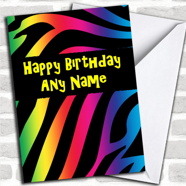 Animal Tiger Print Colourful Personalized Birthday Card