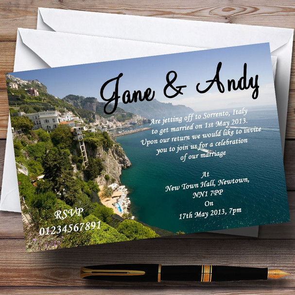 Sorrento Italy Jetting Off Abroad Personalized Wedding Invitations