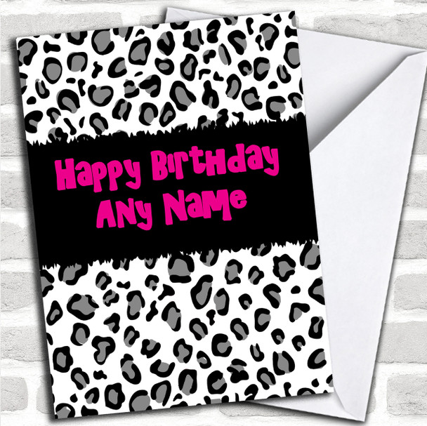 Black & White Leopard Print Personalized Birthday Card