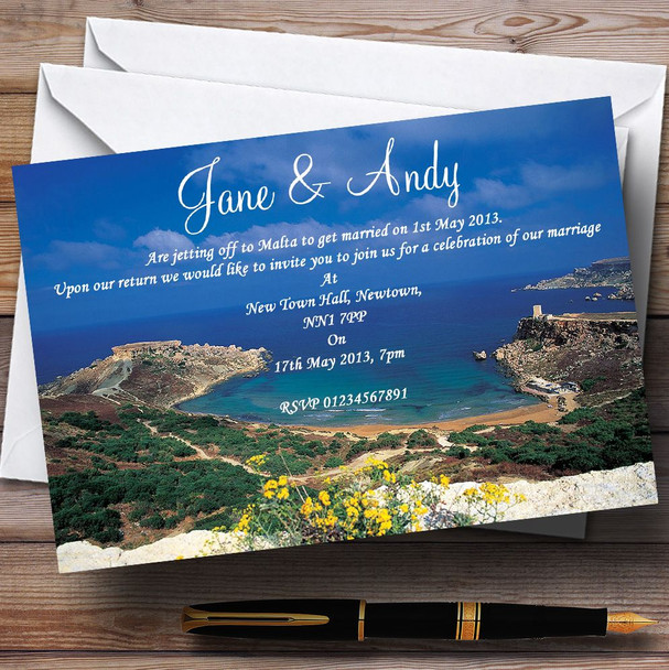 Malta Jetting Off Abroad Personalized Wedding Invitations