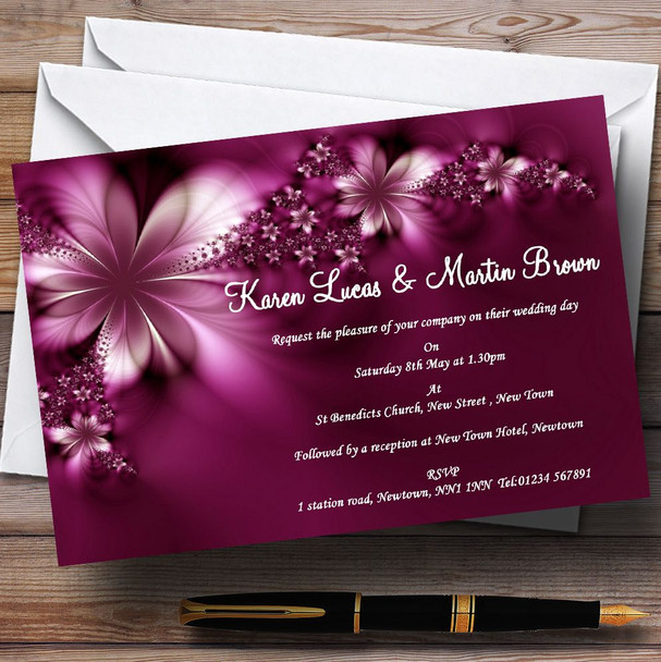 Beautiful Purple Personalized Wedding Invitations