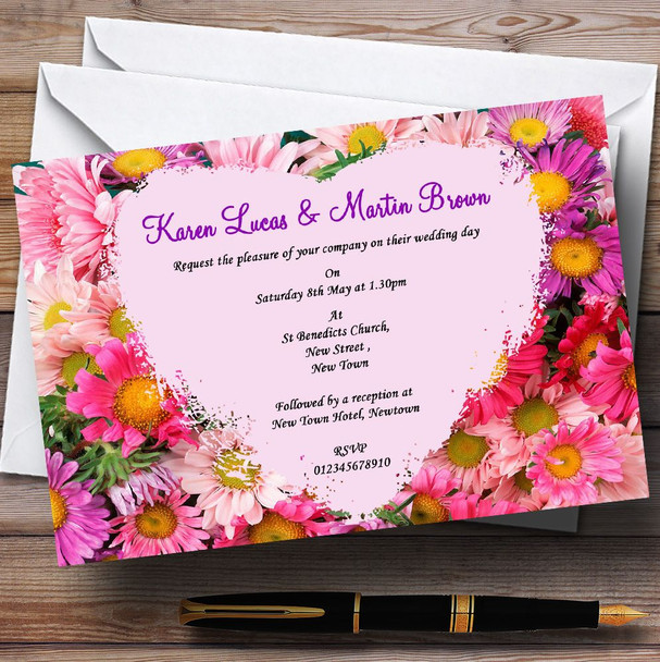 Pretty Pink Flowers Personalized Wedding Invitations