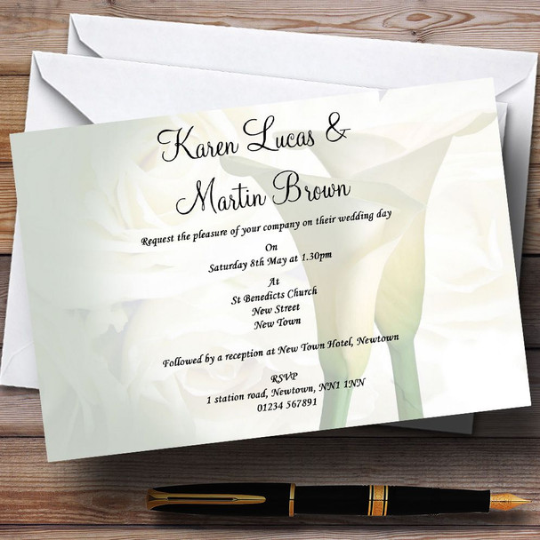 White Lily Stunning Personalized Wedding Invitations