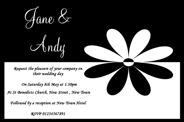 White & Black Flower Personalized Wedding Invitations