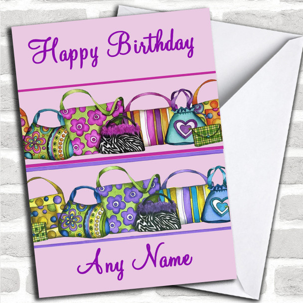 Handbags Girly Personalized Birthday Card
