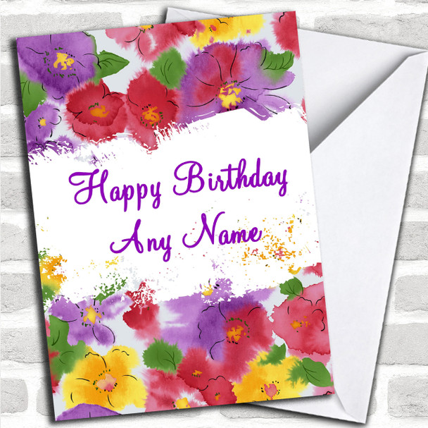 Pretty Flower Pattern Personalized Birthday Card