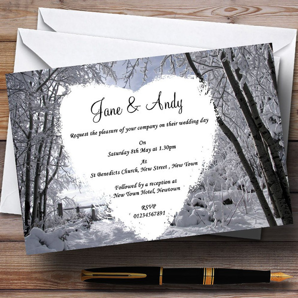 Winter Wedding Snow Scene Personalized Wedding Invitations