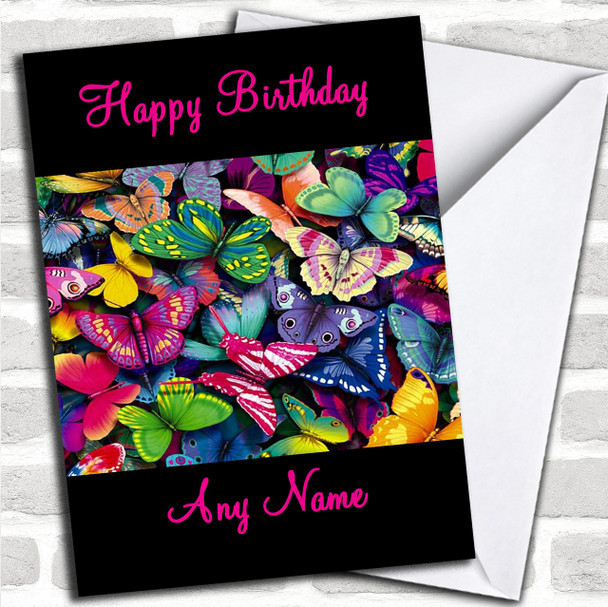 Pretty Butterfly Multi-coloured Personalized Birthday Card