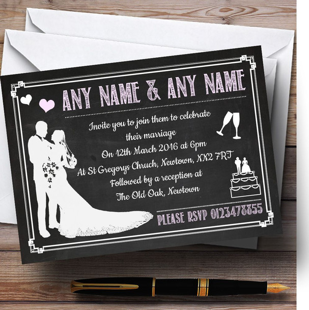 Chalkboard Pink Personalized Wedding Invitations