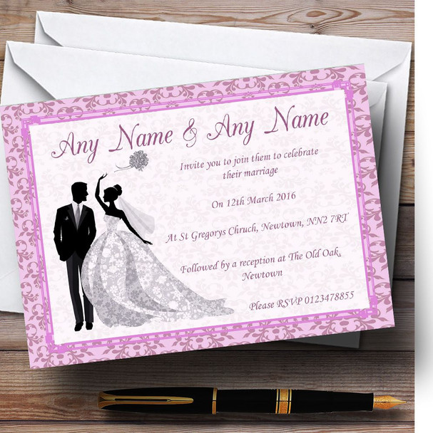 Pink Classic Vintage Personalized Wedding Invitations