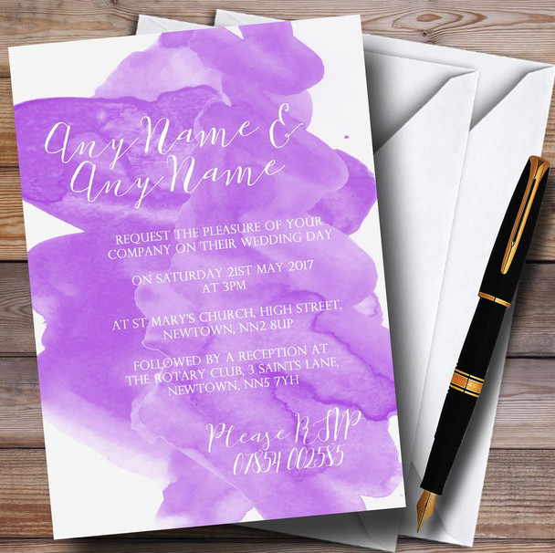 Purple Watercolour Personalized Wedding Invitations