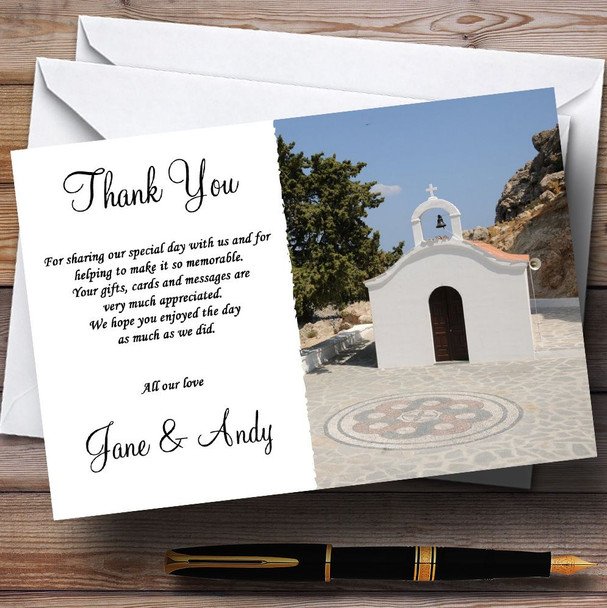 St Pauls Lindos Rhodes Jetting Off Abroad Personalized Wedding Thank You Cards