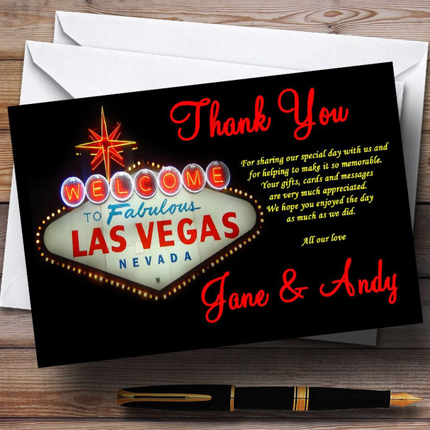 Las Vegas Sign Fabulous Personalized Wedding Thank You Cards