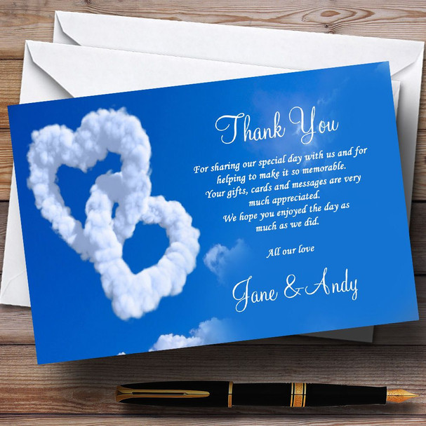 Romantic Heart Clouds Sky  Personalized Wedding Thank You Cards