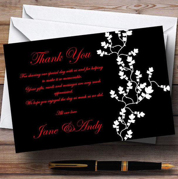 Black White Red Personalized Wedding Thank You Cards