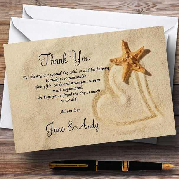 Sandy Beach Romantic Personalized Wedding Thank You Cards