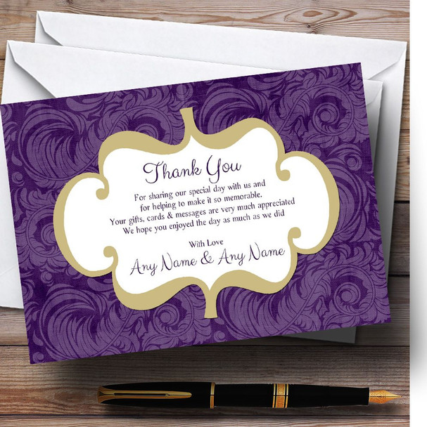 Purples Vintage Classical Personalized Wedding Thank You Cards