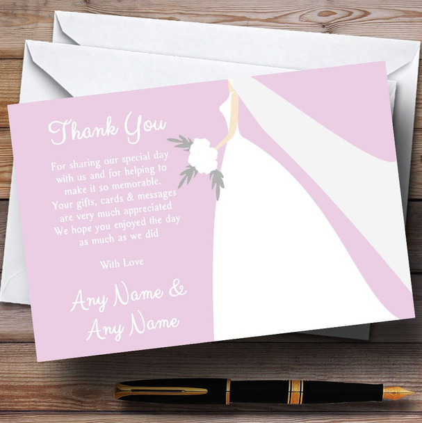 Pink Bride Personalized Wedding Thank You Cards