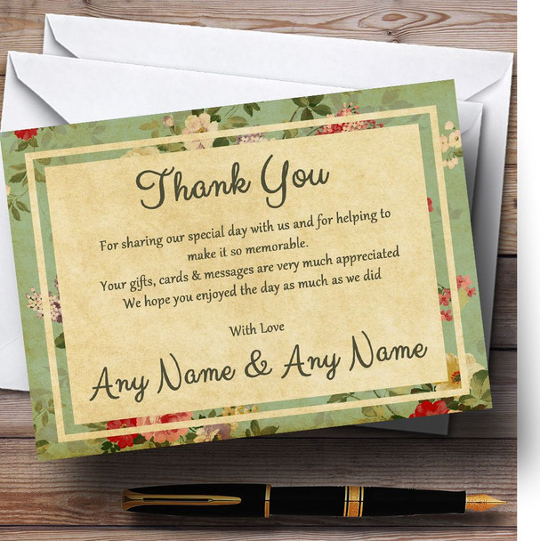 Vintage Shabby Chic Postcard Style Personalized Wedding Thank You Cards