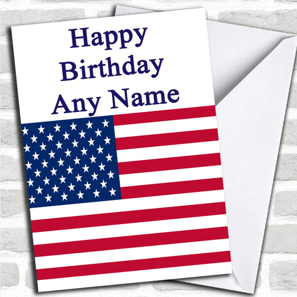 Usa American Flag Personalized Birthday Card