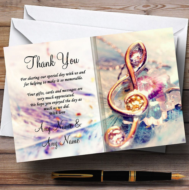 Music Treble Clef Personalized Wedding Thank You Cards