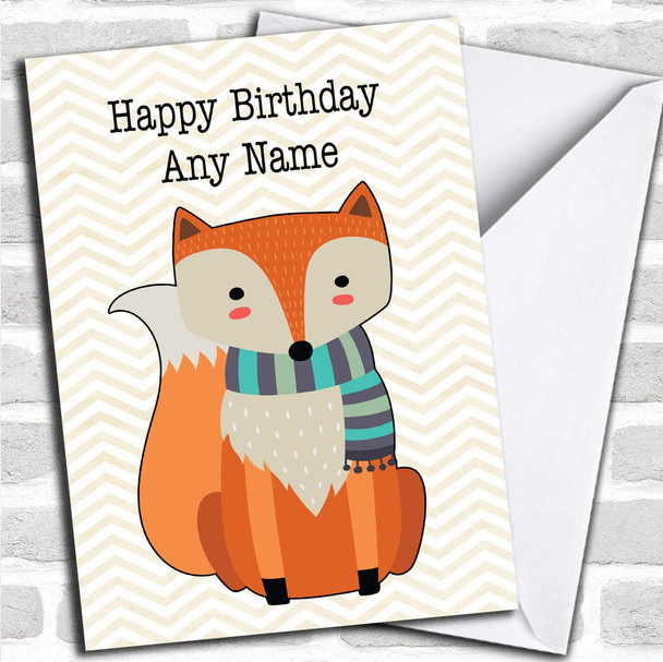 Autumn Fox Personalized Birthday Card
