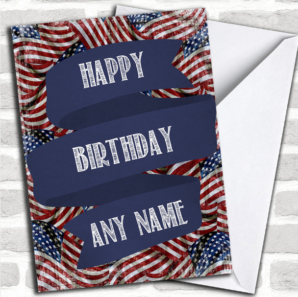 Vintage Stars & Stripes Personalized Birthday Card