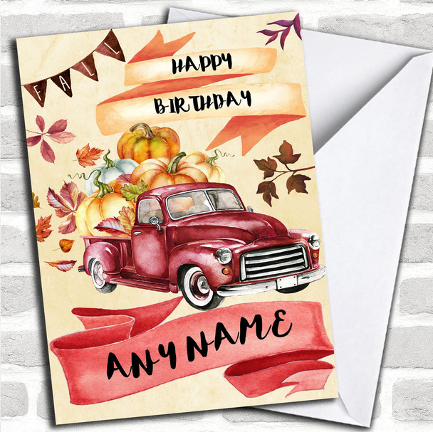 Harvest Truck Personalized Birthday Card