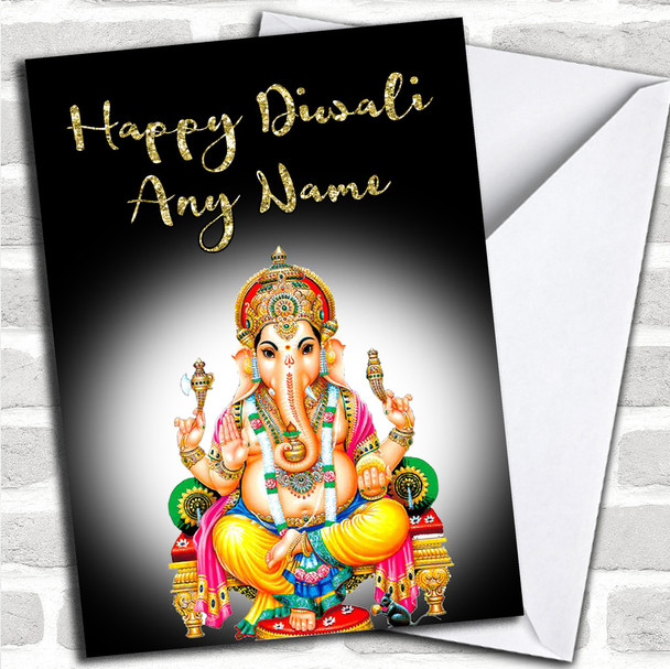 Black Lord Ganesh Personalized Diwali Card
