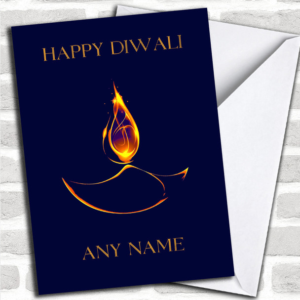 Blue Flame Personalized Diwali Card