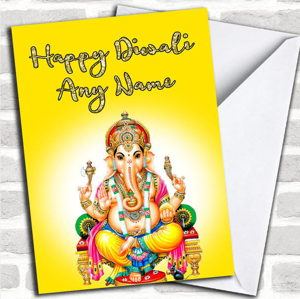 Lord Ganesh Yellow Personalized Diwali Card