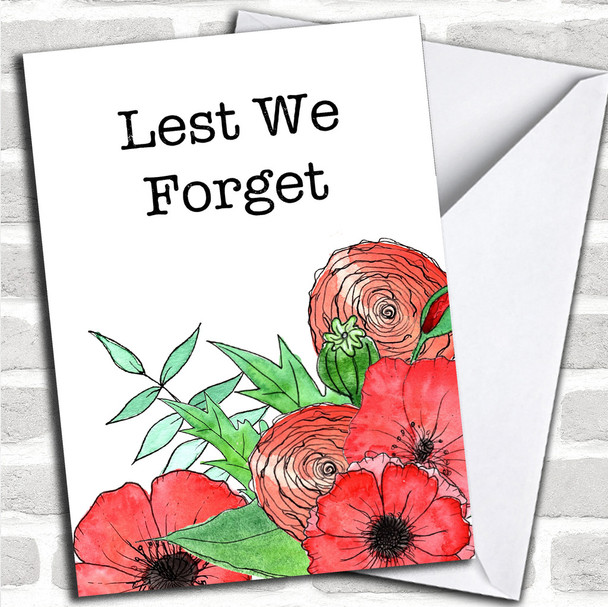 Poppies & Flowers Personalized Rememberance Day Card