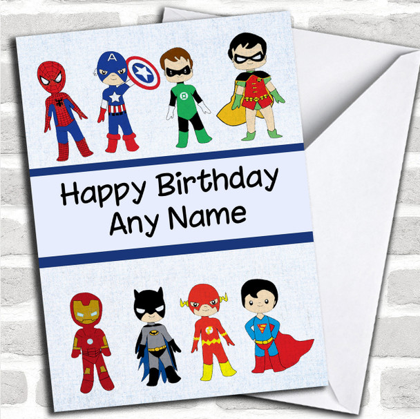 Superhero Collection Personalized Children's Birthday Card