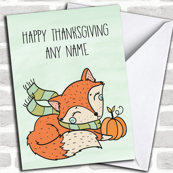 Autumn Fall Fox Personalized Thanksgiving Card