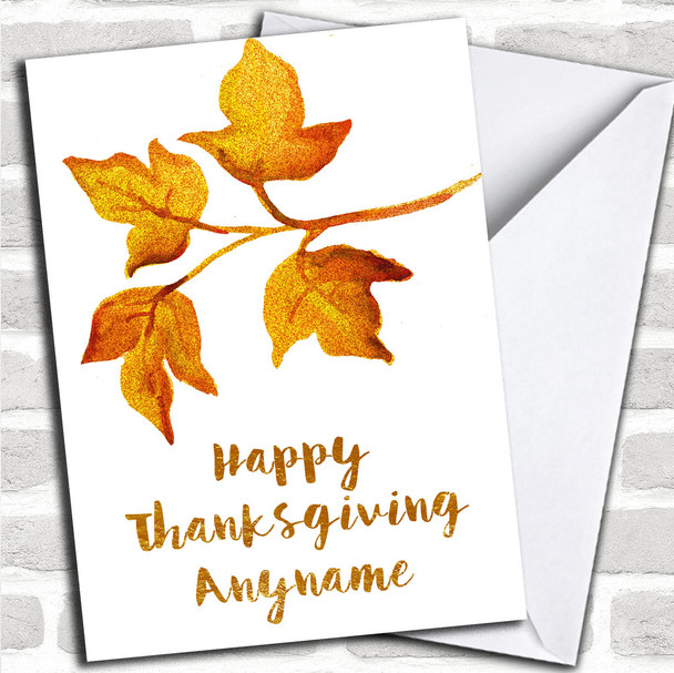 Golden Leaves Personalized Thanksgiving Card