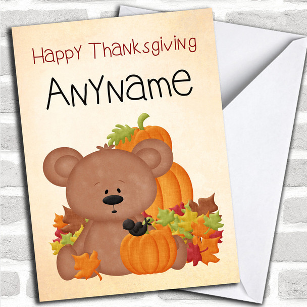 Teddy Bear Pumpkin Personalized Thanksgiving Card