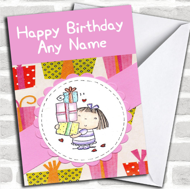 Pink Birthday Girl Personalized Birthday Card