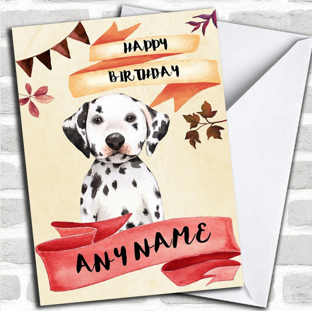 Watercolour Rustic Dog Dalmatian Personalized Birthday Card