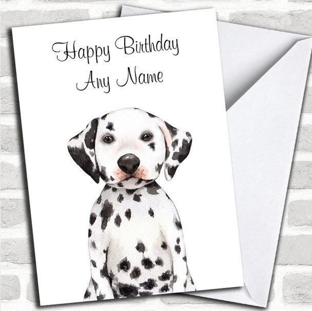 Cute Watercolour Dalmatian Dog Personalized Birthday Card