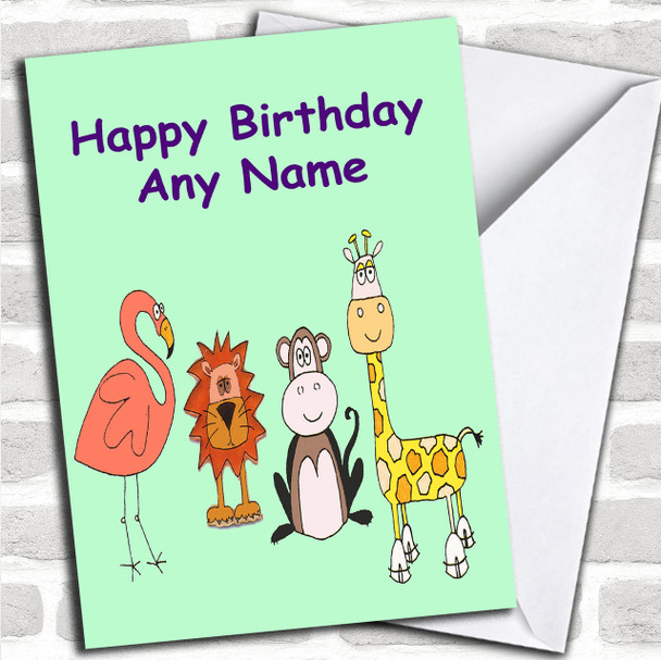 Jungle Friends Personalized Birthday Card