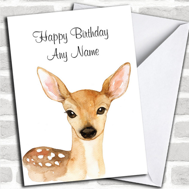 Cute Watercolour Deer Personalized Birthday Card