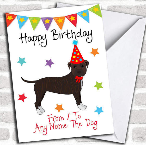 To From Pet Dog Staffordshire Bull Terrier Personalized Birthday Card