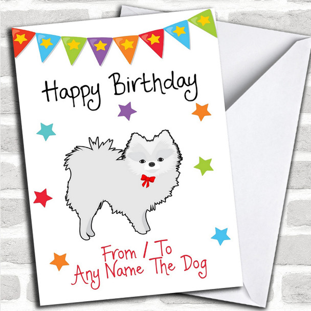 To From Pet Dog Pomeranian White Personalized Birthday Card