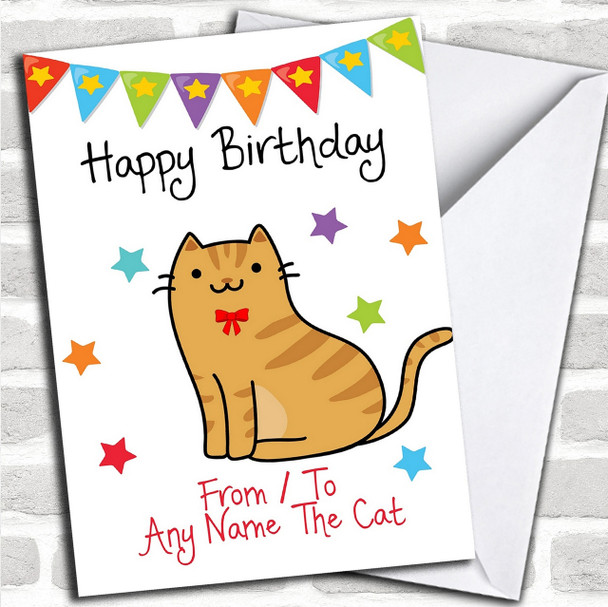 To From Pet Cat Ginger Tabby Personalized Birthday Card