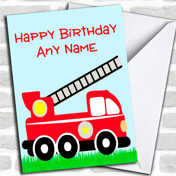 Fire Engine Fireman Personalized Birthday Card